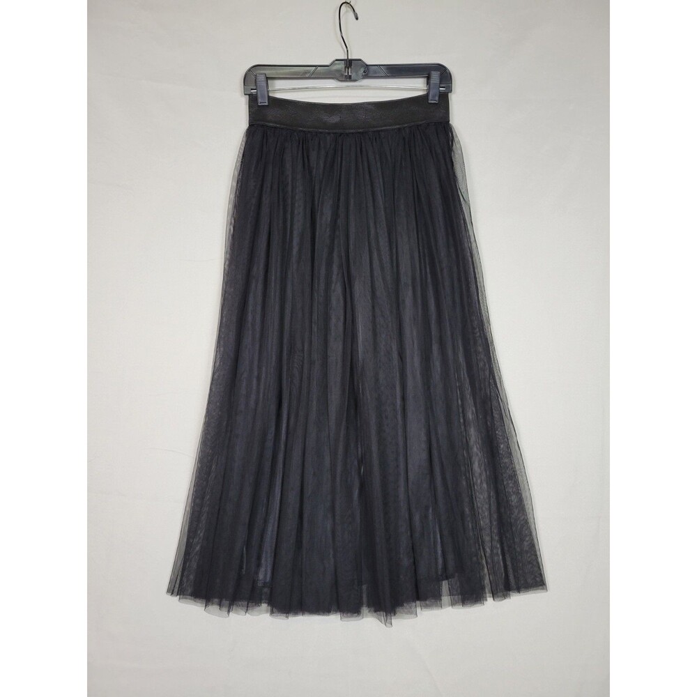 Womens Black Tulle Long Midi Skirt Sz Large Pull On Dark Fairy Grunge Whimsical - Picture 4 of 10